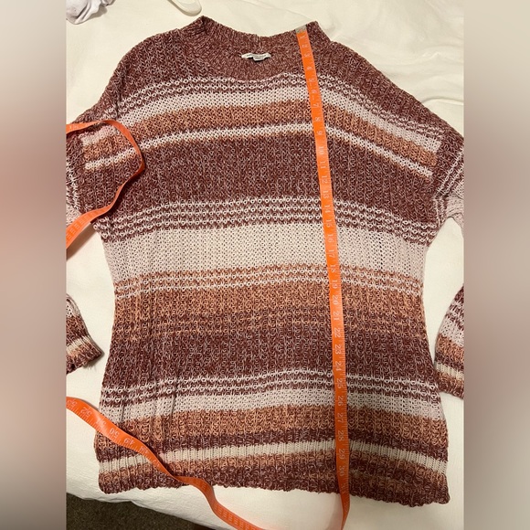 American Eagle Maroon/Pink/Brown Striped Knit Sweater - Size M - Picture 6 of 7